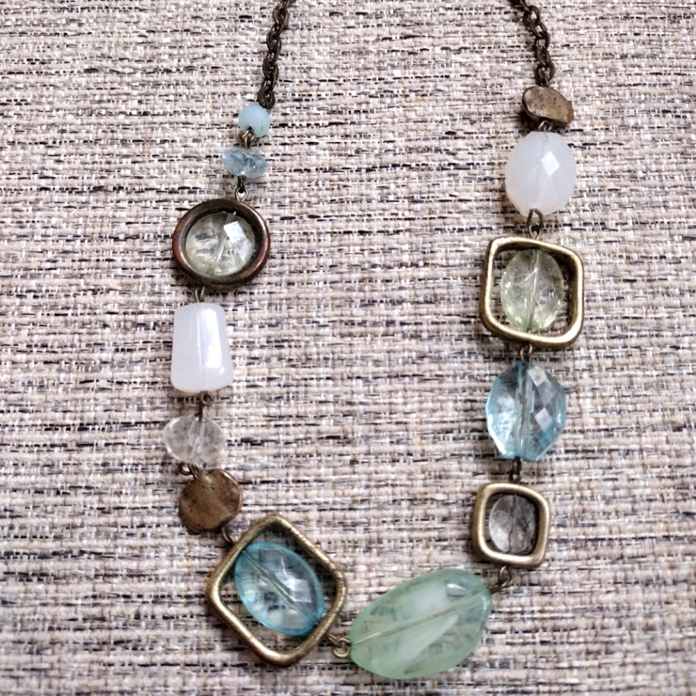 Colors of the sea brass & beaded necklace